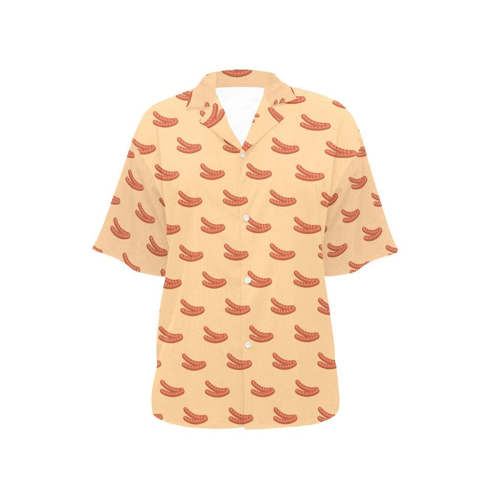 Sausage Pattern Print Design 03 Women's All Over Print Hawaiian Shirt