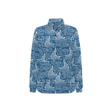 Hand drawn sailboat pattern Women's Long Sleeve Polo Shirt