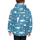 Cute shark pattern Kids' Boys' Girls' Padded Hooded Jacket