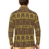 Egypt Hieroglyphics Pattern Print Design 03 Men's Long Sleeve Polo Shirt