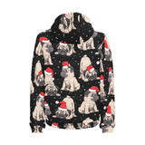 Christmas Pugs Santa_s red cap pattern Men's Padded Hooded Jacket