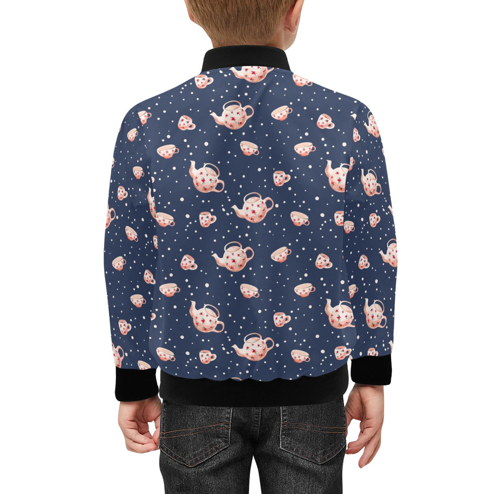 Tea pots Pattern Print Design 04 Kids' Boys' Girls' Bomber Jacket