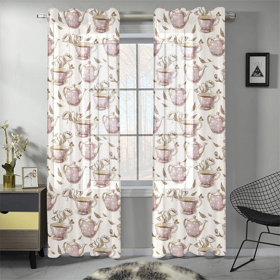 Tea pots Pattern Print Design 03 Gauze Curtain
