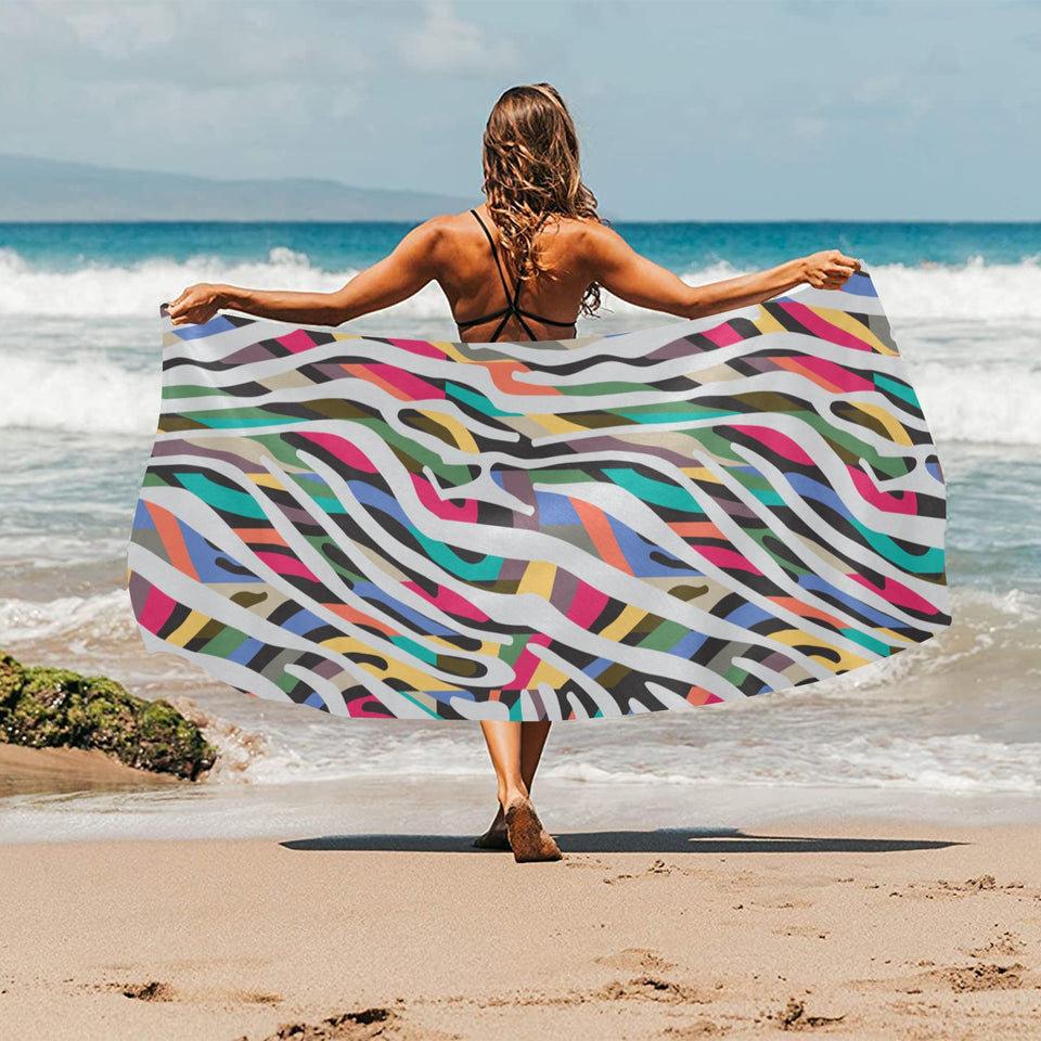 Colorful zebra skin pattern Beach Towel