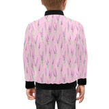 Lavender pattern pink background Kids' Boys' Girls' Bomber Jacket