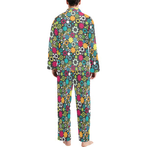 Gear Pattern Print Design 03 Men's Long Pajama Set