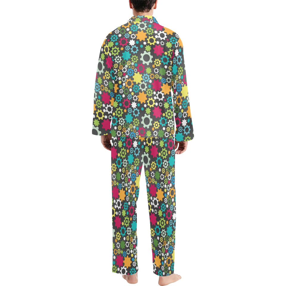 Gear Pattern Print Design 03 Men's Long Pajama Set