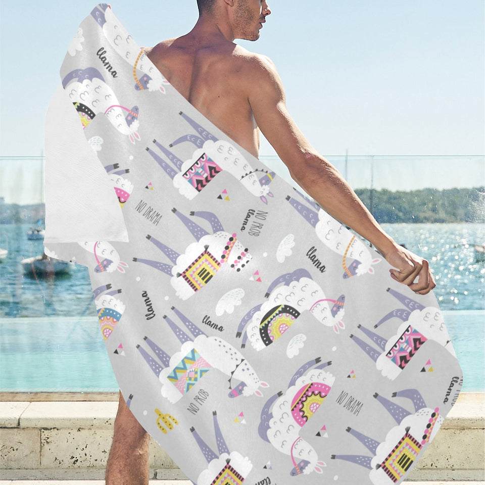 Cute Llama Alpaca pattern Beach Towel