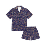 Eggplant Pattern Print Design 04 Kids' Boys' Girls' V-Neck Short Pajama Set