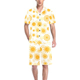 Sun design pattern Men's V-Neck Short Pajama Set