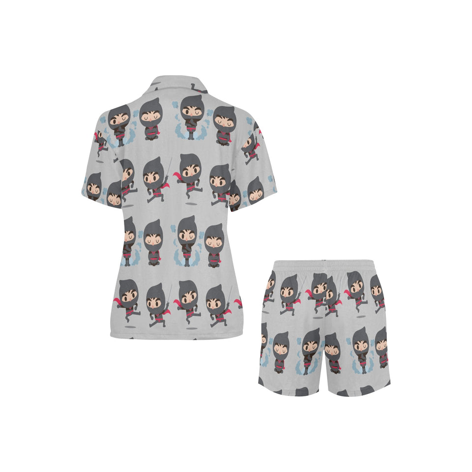 Cute ninja pattern Women's V-Neck Short Pajama Set