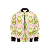 Avocado heart pink background Kids' Boys' Girls' Bomber Jacket