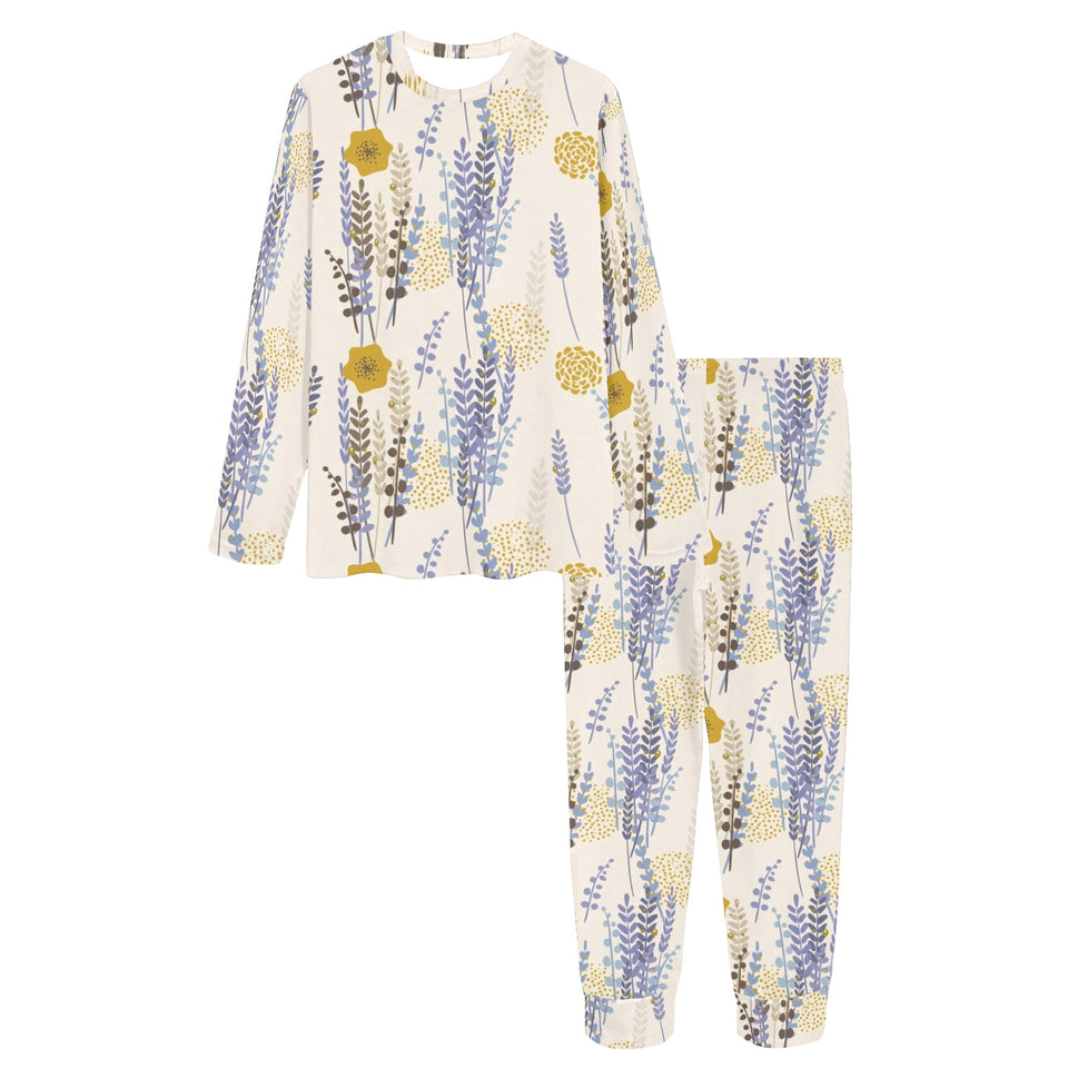 Lavender modern pattern blackground Women's All Over Print Pajama Set
