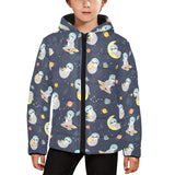 Cute sloth astronaut star planet rocket pattern Kids' Boys' Girls' Padded Hooded Jacket