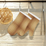 Wood Printed Pattern Print Design 05 Heat Resistant Oven Mitts