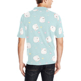 White cute hamsters heart pattern Men's All Over Print Polo Shirt