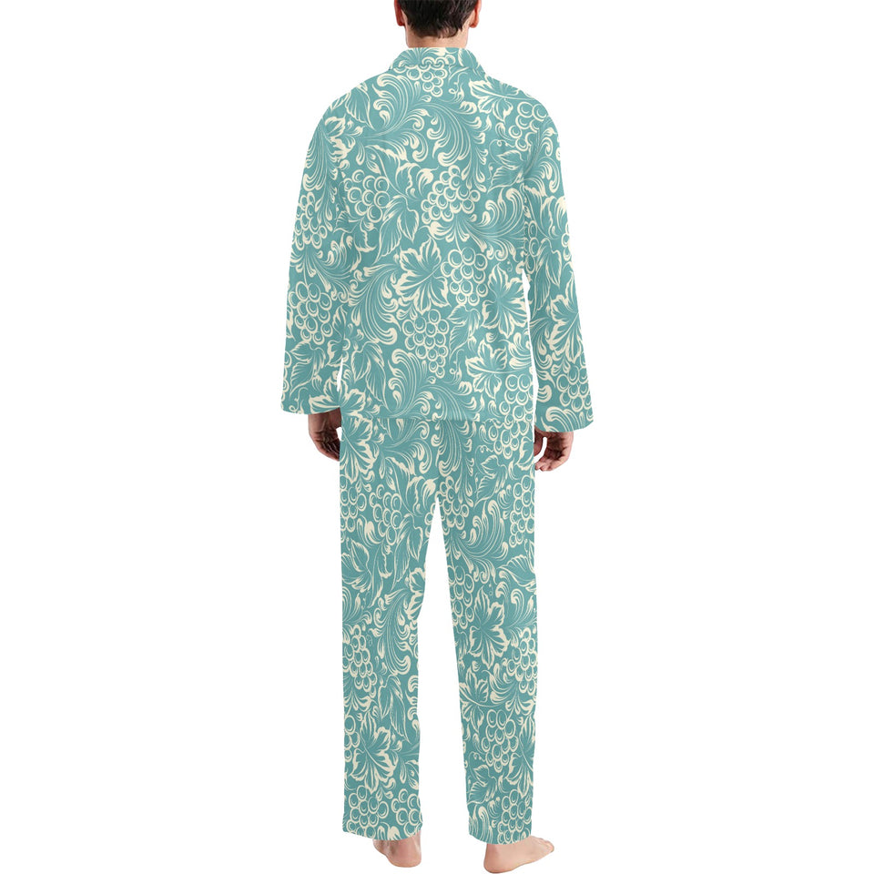 Classic Hand drawn Grape pattern Men's Long Pajama Set