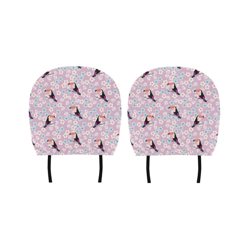 Beautiful toucan flower leaves Car Headrest Cover