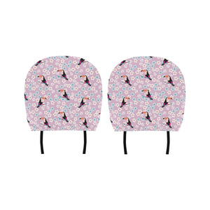 Beautiful toucan flower leaves Car Headrest Cover
