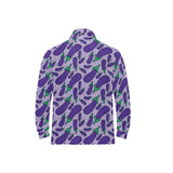 Eggplant Pattern Print Design 03 Men's Long Sleeve Polo Shirt
