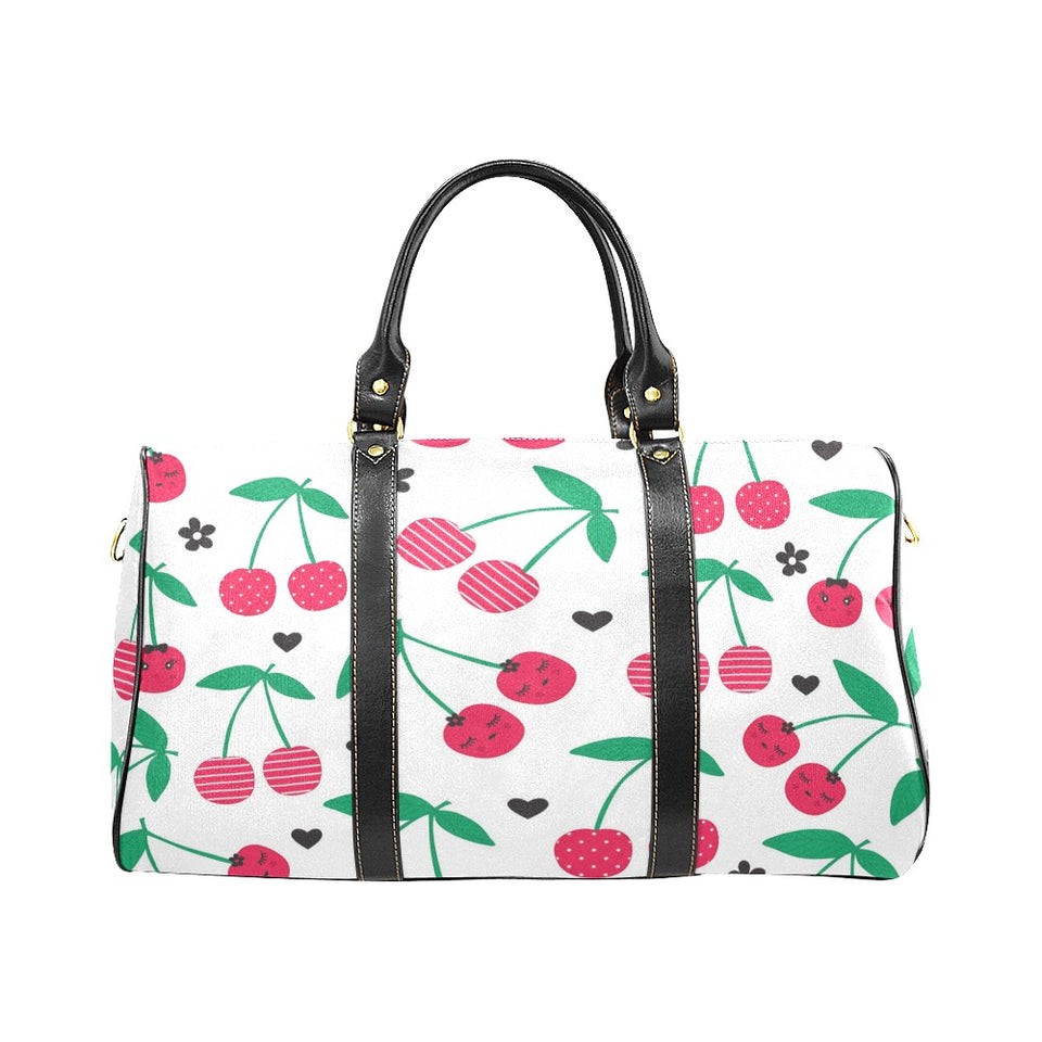 cherry pattern white background Travel Bag