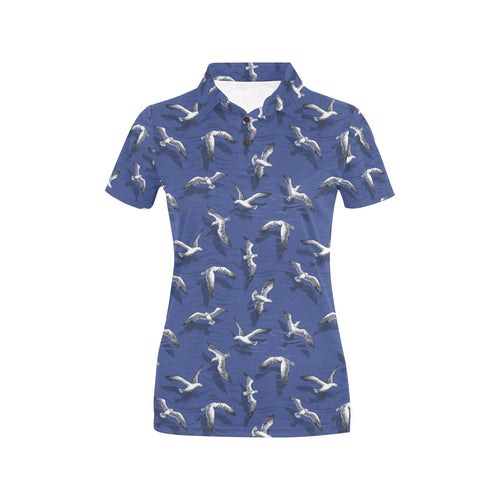 Seagull Pattern Print Design 03 Women's All Over Print Polo Shirt
