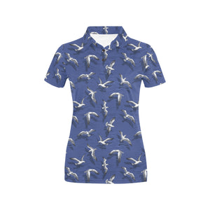 Seagull Pattern Print Design 03 Women's All Over Print Polo Shirt