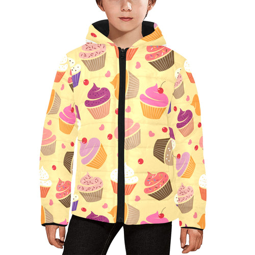 cake cupcake heart cherry pattern Kids' Boys' Girls' Padded Hooded Jacket