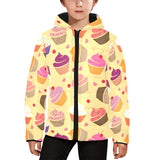cake cupcake heart cherry pattern Kids' Boys' Girls' Padded Hooded Jacket