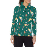 Kangaroo leaves pattern Women's Long Sleeve Polo Shirt