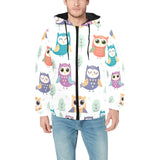 Cute owl pattern Men's Padded Hooded Jacket