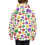 Dice Pattern Print Design 03 Kids' Boys' Girls' Padded Hooded Jacket