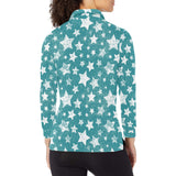 Vintage star pattern Women's Long Sleeve Polo Shirt