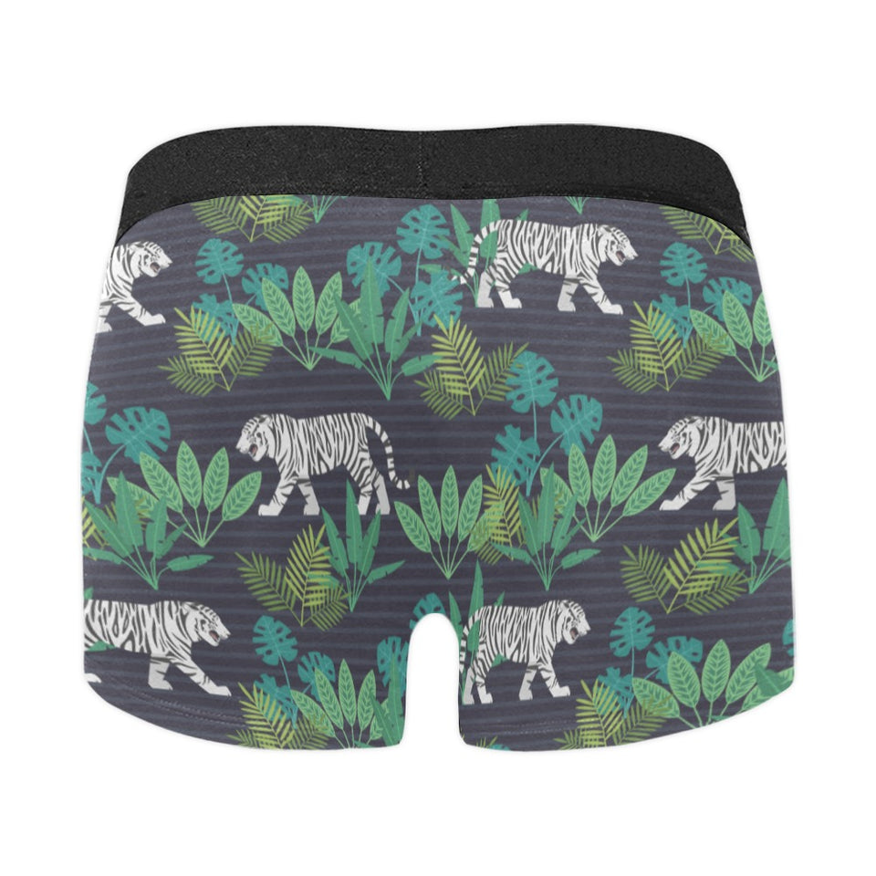 white bengal tigers tropical plant Men's All Over Print Boxer Briefs Men's Underwear