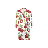 Red apples pattern Men's Long Sleeve Belted Night Robe