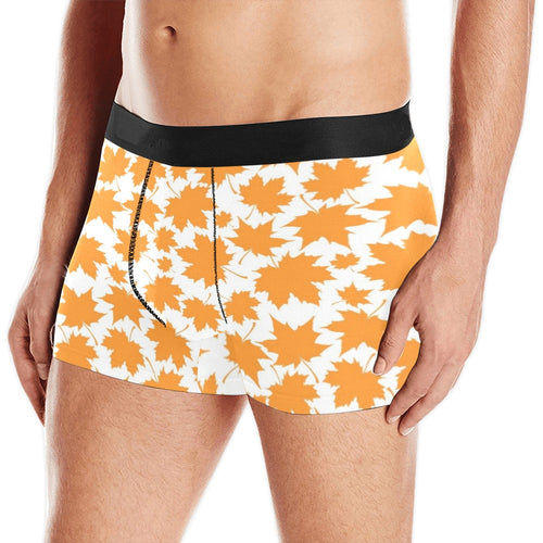 Orange Maple Leaf pattern Men's All Over Print Boxer Briefs Men's Underwear