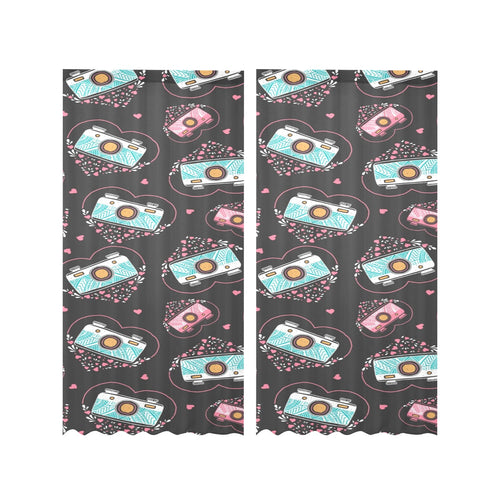 Camera Pattern Print Design 04 Gauze Curtain