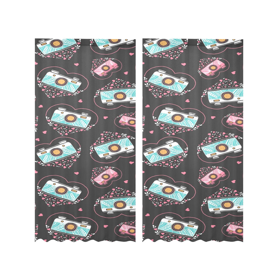 Camera Pattern Print Design 04 Gauze Curtain