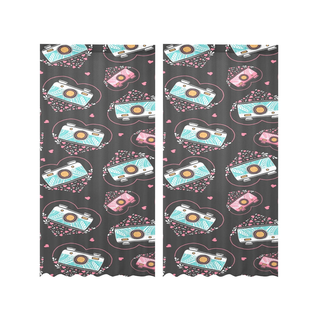 Camera Pattern Print Design 04 Gauze Curtain