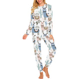lama Alpaca cactus hand drawn pattern Women's All Over Print Pajama Set