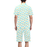 Fried Eggs Pattern Print Design 04 Men's V-Neck Short Pajama Set