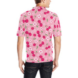 cherry flower pattern pink background Men's All Over Print Polo Shirt