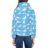 Cute sea lion seal pattern background Women's Padded Hooded Jacket