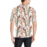 Peacock tropical flower pattern Men's All Over Print Polo Shirt