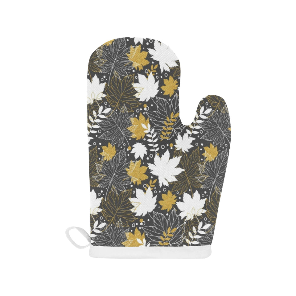 Beautiful gold autumn maple leaf pattern Heat Resistant Oven Mitts