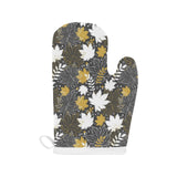 Beautiful gold autumn maple leaf pattern Heat Resistant Oven Mitts