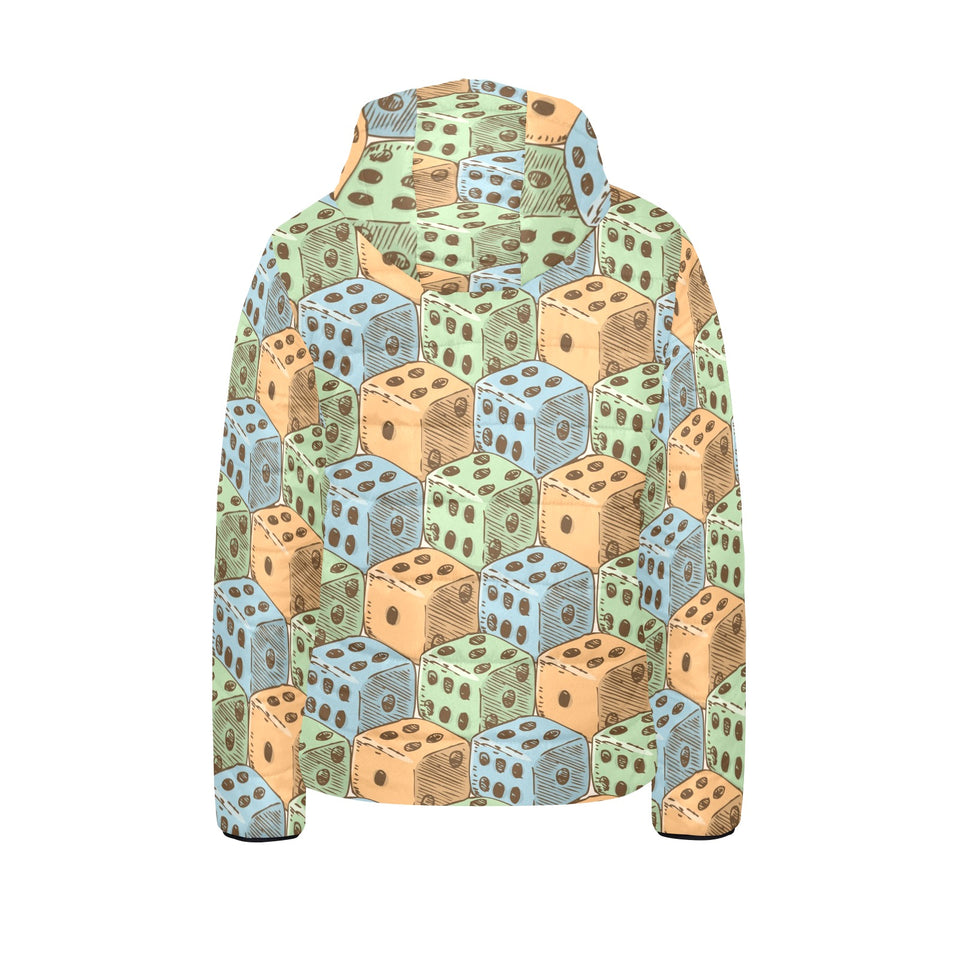 Dice Pattern Print Design 05 Kids' Boys' Girls' Padded Hooded Jacket