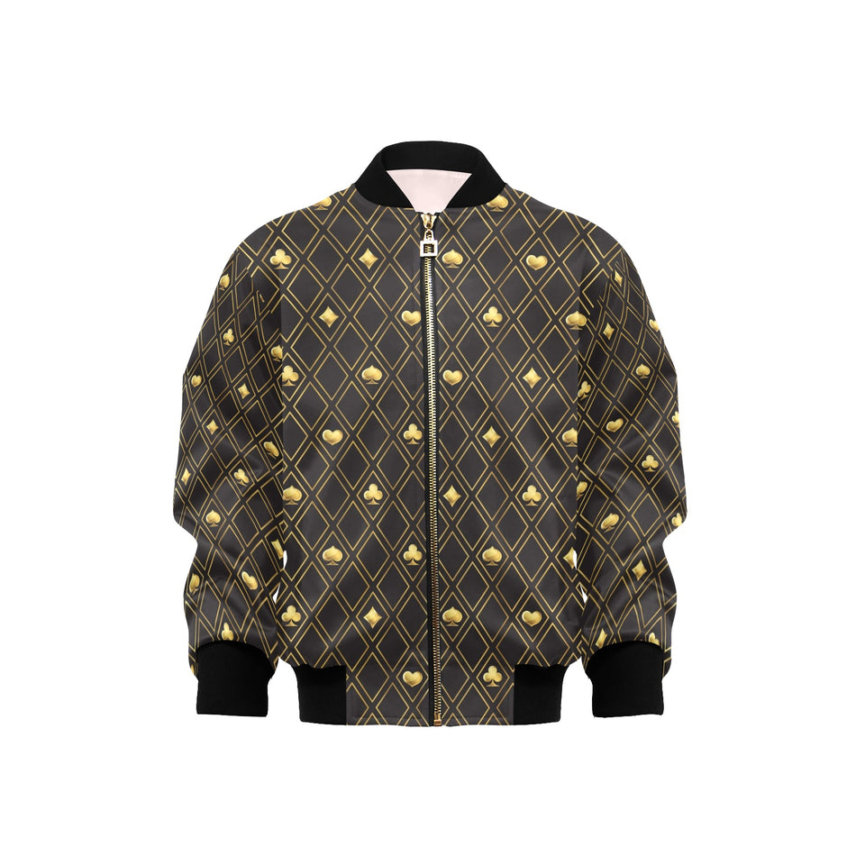 Casino Cards Suits Pattern Print Design 01 Kids' Boys' Girls' Bomber Jacket