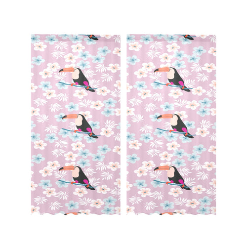Beautiful toucan flower leaves Gauze Curtain