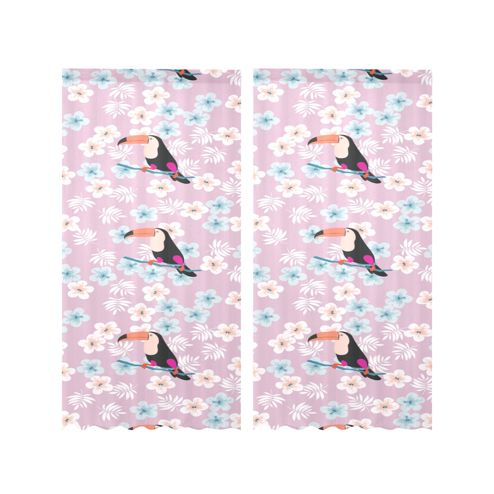 Beautiful toucan flower leaves Gauze Curtain